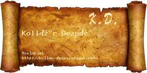 Kollár Dezső névjegykártya